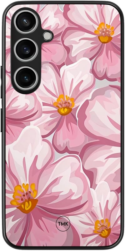 Hoesje geschikt voor Samsung Galaxy A55 - Blush bloom - Roze - TPU case - Bloemen - Hardcase zwart telefoonhoesje