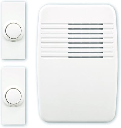 Draadloze Deurbel Kit - Plug-in Bel - Toegangscontrole Huis - Dubbele Deurknoppen - 5-1/8 In H - Wit