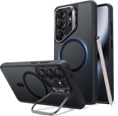 ESR Hoesje Geschikt voor Samsung Galaxy S26 Ultra - Classic Hybrid HaloLock - Compatibel met MagSafe / Qi2 en ESR HaloLock - Back Cover met Standaard - Camera Kickstand - Zwart