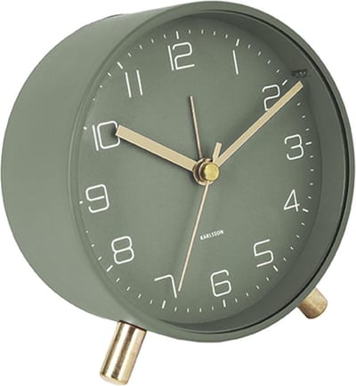 Karlsson Wekker Lofty - Metaal Mat Groen - Ø11cm - Scandinavisch - Wekker voor slaapkamer - Wekkers