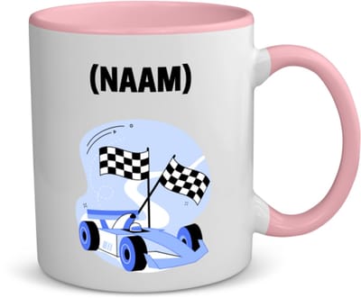 Akyol - formule 1 met eigen naam koffiemok - theemok - roze - Auto rijden - auto liefhebbers - autosport - 350 ML inhoud