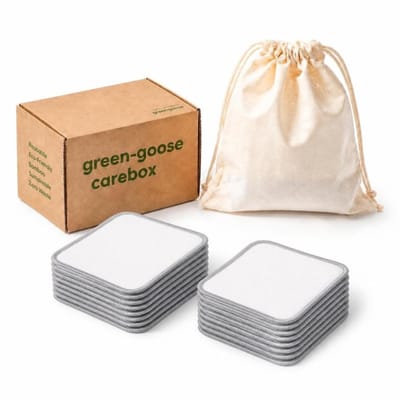 green-goose® XL Make-Up Remover Pads | 20 Stuks | Scrub | 10 cm | 3-laags | Hennep Biokatoen