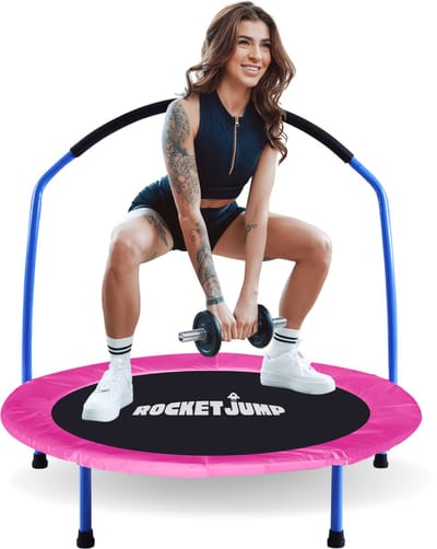 RocketJump - Fitness trampoline - 91cm - Belastbaar tot 100 kg - Hometrainer - Sport Trampoline - Roze