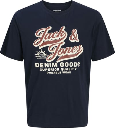 JACK&JONES - JJELOGO TEE SS ONECK 2 COL AW25 NOOS JNR - Jongens - T-shirts - donkerblauw - maat 128