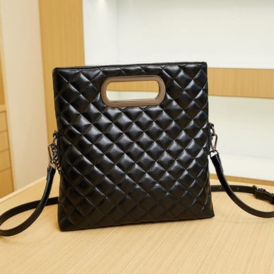 Kleine Geurige Wind Hoge Kwaliteit Textuur Klassiek Ruitpatroon Gevouwen Vierkante Gesp Ketting Schouder Handtas Crossbody Tas Vrouw zwart