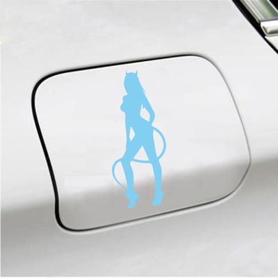 Bumpersticker - Vrouw Duivel - 7 X 16,5 - Licht Blauw