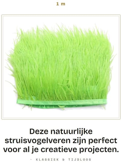 Dailygoods- Struisvogelveren 8-10 cm breed - 1 meter lang - Pluizige Veerband - Naaien/Handwerk - Doe-het-zelf Decoratie - Geschikt voor Feesten - Decoratieve Veren