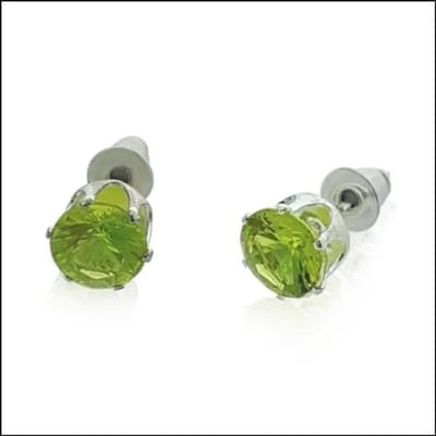 Aramat Jewels | Oorbellen | RVS Zirkonia Oorbellen Rond Oorstekers | Zilverkleur / 7mm / Licht Groen | | | Staal | Kinderen, Volwassenen | Verkleurd niet