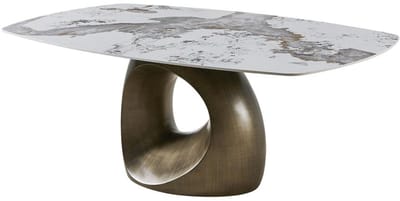 Tower Living Eettafel Castello - Ovaal Wit/Brons Keramiek - 200x120x75cm