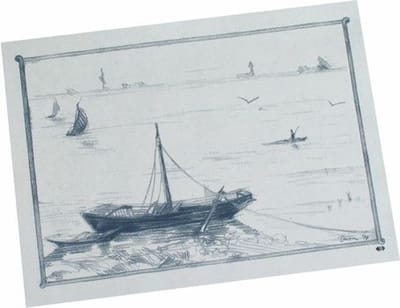 100 Placemats, papier 30 cm x 40 cm wit Roeiboot