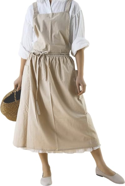 House of Husk Linnen Keukenschort - Dames Kook Schort - Apron - Crossback - Beige