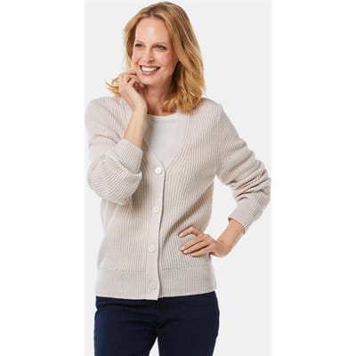 Onderhoudsarm tricot jasje met hoogwaardige ribstructuur - steengrijs - Gr. 48 van Goldner Fashion