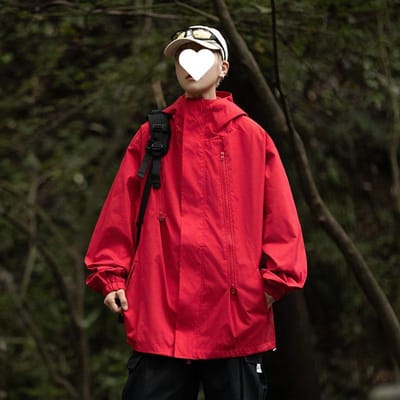 Veste Homme Fonctionnelle Coupe-vent et Imperméable Randonnée et Alpinisme Veste Coupe-vent Col Montant 4XL red