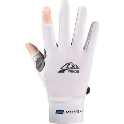 Gants de protection solaire gants à deux doigts hommes et femmes conduite absorbant la transpiration pêche soie glacée antidérapants demi-section cyclisme ha Utilisation pratique L