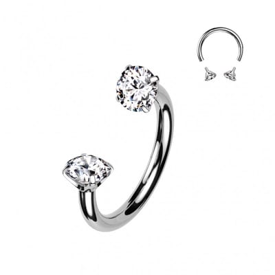 Piercing titanium horseshoe crammetje met steen 1.2x8x3 - zilver - LMPiercings