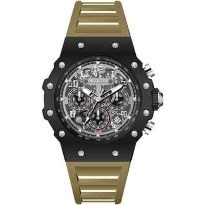 Invicta Racing 69671 Herenhorloge - Quartz Uurwerk - Acryl met Zilveren Wijzerplaat - 43 mm