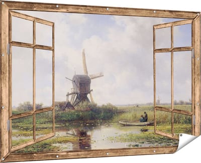 Gards Tuinposter Doorkijk In ’t Gein bij Abcoude - Willem Roelofs - 180x120 cm - Tuindoek - Tuindecoratie - Wanddecoratie buiten - Tuinschilderij