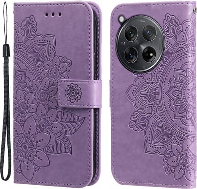 Coverup Hoesje - Geschikt voor OnePlus 12R Hoesje - Coverup Mandala Bloemen Book Case - Paars