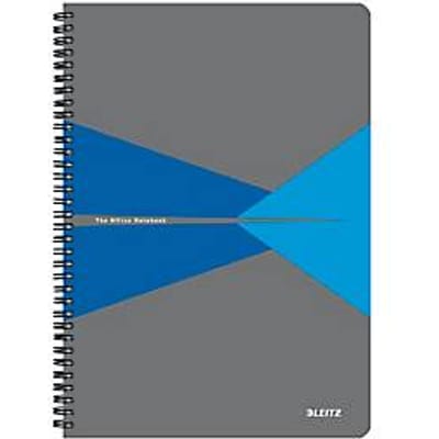 Leitz Office collegeblok, A4-formaat, 90 geruite vellen, 360° openend, spiraalbinding, kartonnen omslag, FSC®-gecertificeerd, blauw