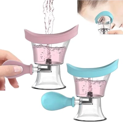 Oogwasbekers Set van 2, Oogreinigingskit met Handmatige Luchtdruk, Silicone Oogbad voor Makeup Irritatie en Comfortabele Oogverzorging