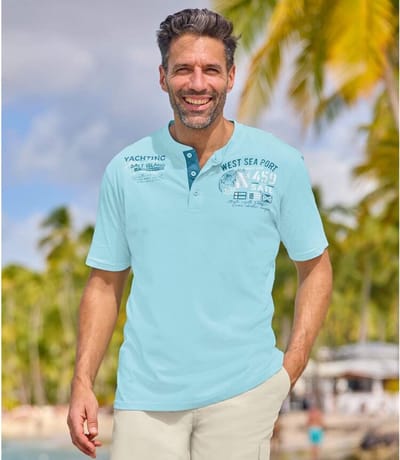 ATLAS FOR MEN - Set van 2 T-shirts met Tunesische kraag Calvi - Heren - Verkrijgbaar in grote maten - M