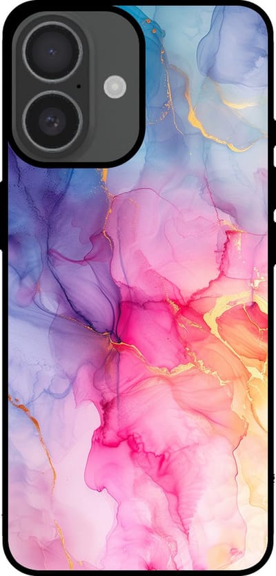 Smartphonica Telefoonhoesje Geschikt voor iPhone 16 met marmer opdruk - TPU backcover case marble design - Regenboog geschikt voor iPhone 16