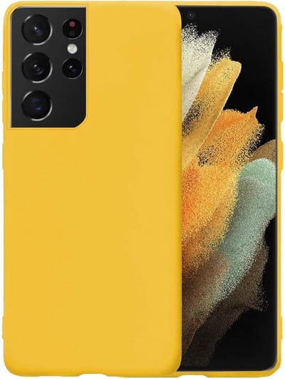 Hoesje - Geschikt voor Samsung Galaxy S21 Ultra - Sterk & Shockproof - Hoes Cover - Siliconen Case - Telefoonhoesjes - Geel