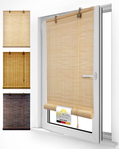 Sol Royal rolgordijn bamboe 90x160 cm SolDecor B86 - rolgordijnen zonder boren - rolgordijnen lichtdoorlatend zonwering bamboo jaloezieën inclusieve klembeugels - Natuur