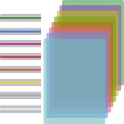Kleurige Overlay Strips voor Dyslexie - 16 Stuks van 76 x 21/19 x 3.2cm, Oogzorg, Leeshulpmiddelen en Vermindering van Visuele Stress