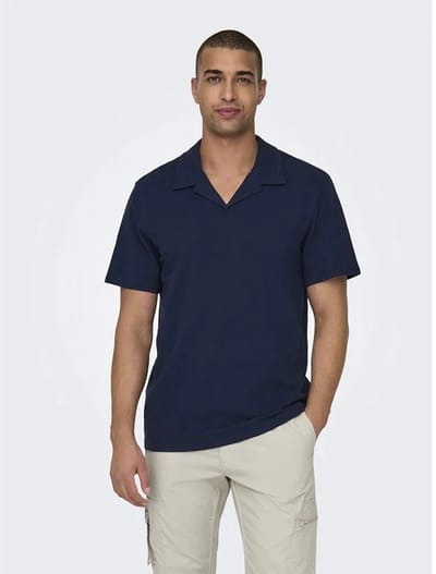 Only & Sons Yakob Reg Resort Korte Mouw Poloshirt Blauw S Man
