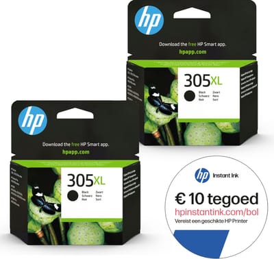 HP 305XL - Inktcartridge - Origineel - 2x 305XL Zwart + Instant Ink tegoed