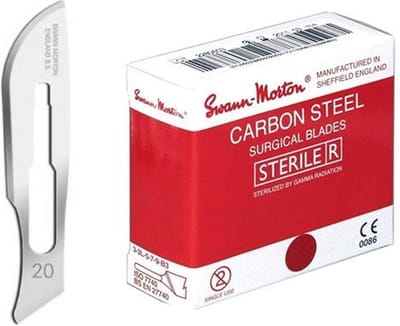 Swann Morton mesjes steriel 20 Swann Morton - RVS - Past op houder nummer 4 - Nummer 20