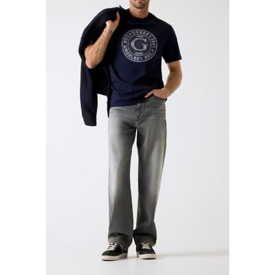 GUESS Cn Ss Big G Logo Tee Smart Blue Maat: S | Basic T-Shirts Outlet | Heren | Blauw