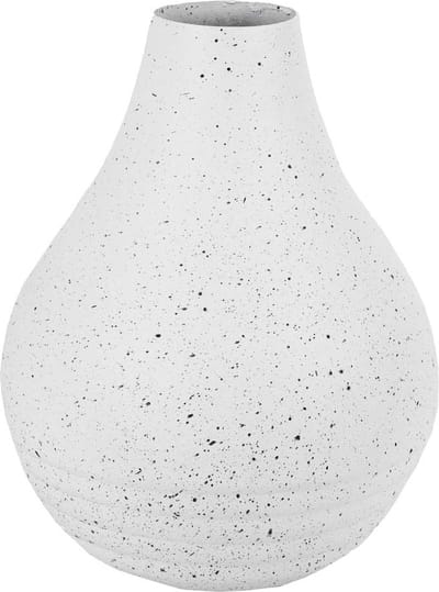HomeBound by KY | Metalen vaas white dots | 5x15,5x20cm | metalen bloemenvaas wit met dots
