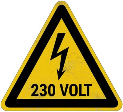 230 volt elektrische spanning waarschuwingsbord | Sign Again materiaal | 15 cm