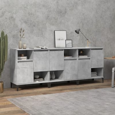 vidaXL - Dressoirs - 3 - st - 60x35x70 - cm - bewerkt - hout - betongrijs