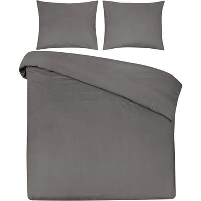 DoubleDry Dekbedovertrek 100% Natuurlijk Katoen - Eenpersoons 140x200/220 cm + 1 Kussensloop - Ademend & Zacht - Grijs