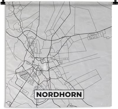 Wandkleed - Wanddoek - Duitsland - Stadskaart - Plattegrond - Nordhorn - Kaart - 180x180 cm - Wandtapijt
