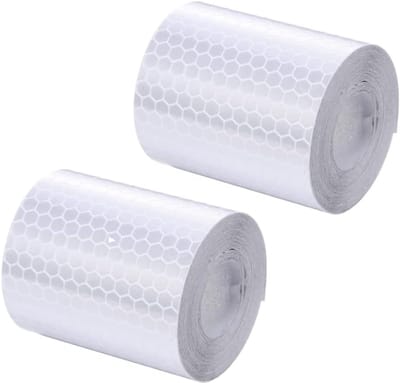 KZQ Reflecterende veiligheidstape - 2 rollen - 5 cm breed, 3 m lang - Waterdicht zelfklevend PVC-materiaal - Geschikt voor fietsen, helmen en voertuigen, zilverkleurig