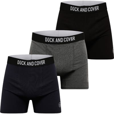 Duck and Cover Heren Bronteen Katoenmix Boxer Shorts (3-pack) (Zwart/Grijs/Marine)