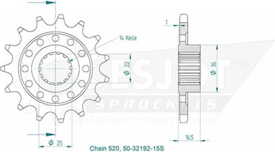 Pignon de sortie de boite Esjot pour Moto Ducati 939 Supersport S 2017 à 2018 Neuf