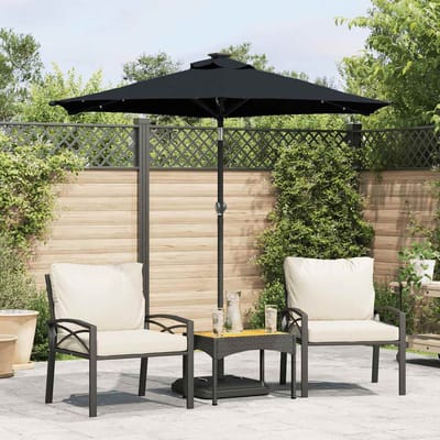 vidaXL - Parasol - met - LED's - en - stalen - paal - 225x225x212 - cm - zwart