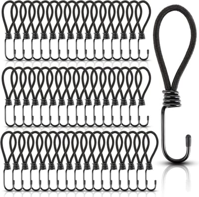 Set van 50 Tensioners met Haken, Korte Rekrubber Expander, Multi-functionele Spanning Haken voor Zeilen, Netten en Tenten