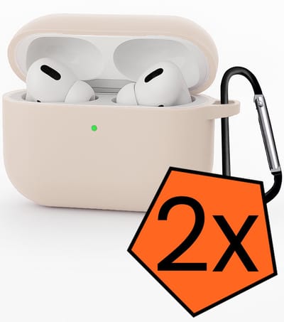 Hoesje - Geschikt voor Apple Airpods Pro 3 - met Clip - Siliconen Hoes - Silicone Case Cover - Zand