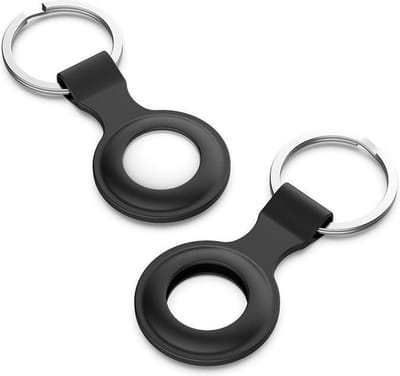 Jumada's - Premium Apple Airtag Siliconen Sleutelhanger Geschikt voor Apple Air tag - hoesje - Zwart