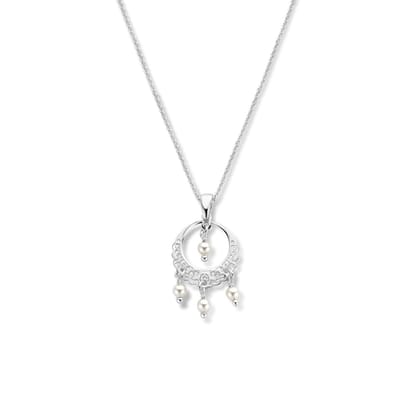 zilver gerhodineerd collier filigrain en swarovski parels 45 + 5 cm 1336369