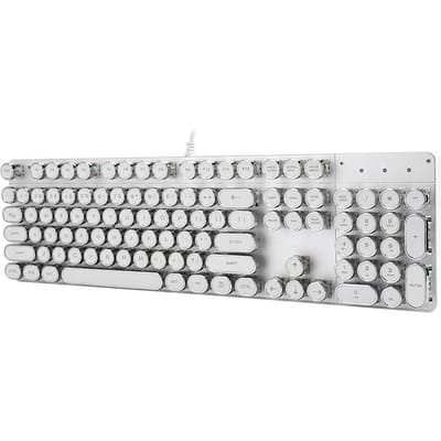 900-5 Wit Mechanisch Toetsenbord met Retro Ronde Toetskappen Computeronderdelen