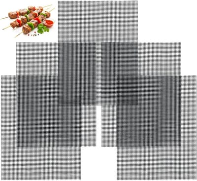Set van 5 Herbruikbare Grillmatten, Antiaanbak Grillnet, Warmtebestendige Bakmat voor Barbecue, Gasgrill en Elektrische Grill, Perfect voor Buiten en Binnen Gebruik