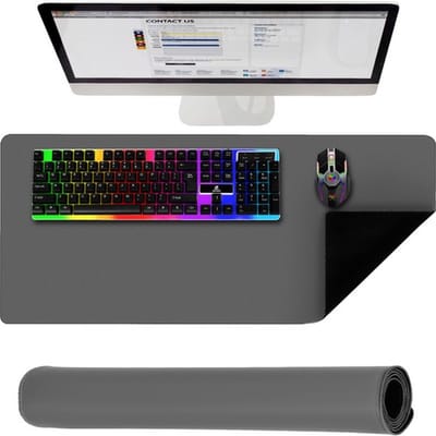 Luxe Antislip Bureau Onderlegger - Bureau Organizer - Grijs - Extra Groot 90 x 45 CM - Gaming Muismat - Waterproof -