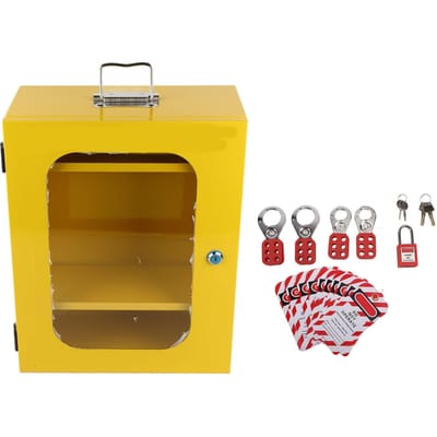 Armoire de consignation LOTO Portable Multifonctionnelle Sécurité Cadenas de Consignation Hasps Étiquettes Kit avec 8 Paires brown